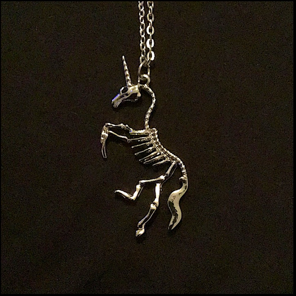🔥TWO Unicorn skeleton pendant necklaces 🦄💀…